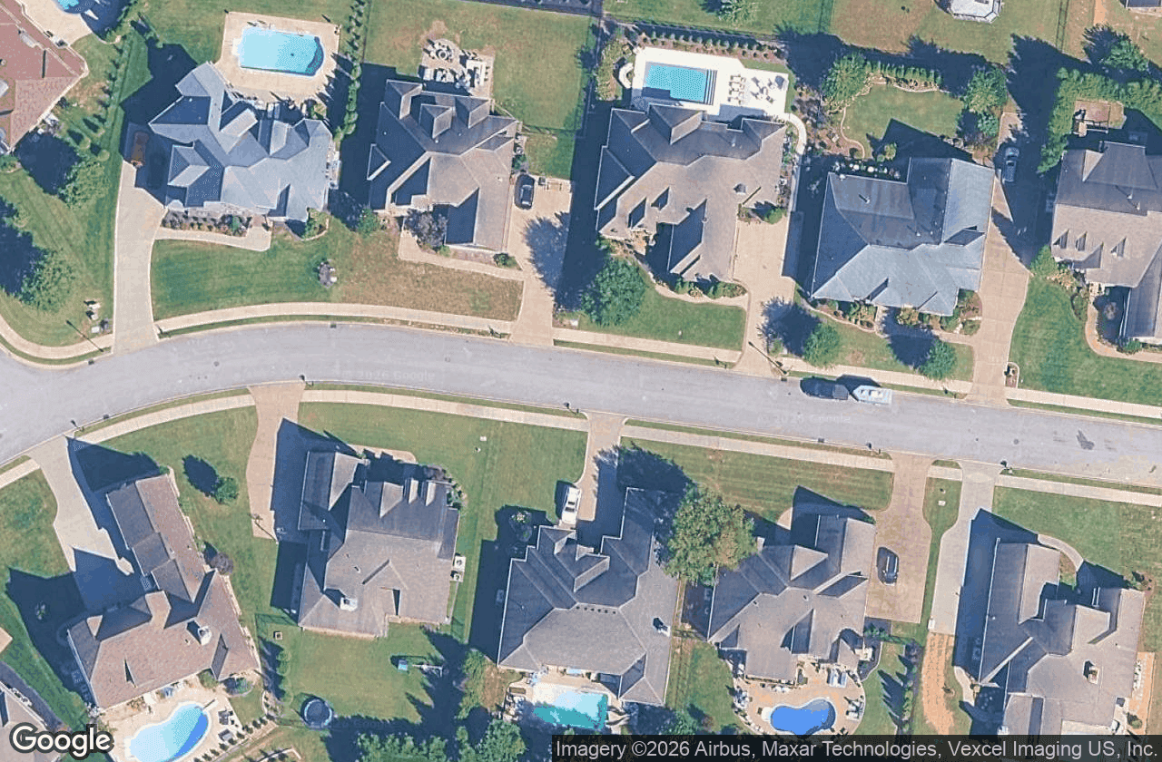 Backyard pools and estate lots from above.